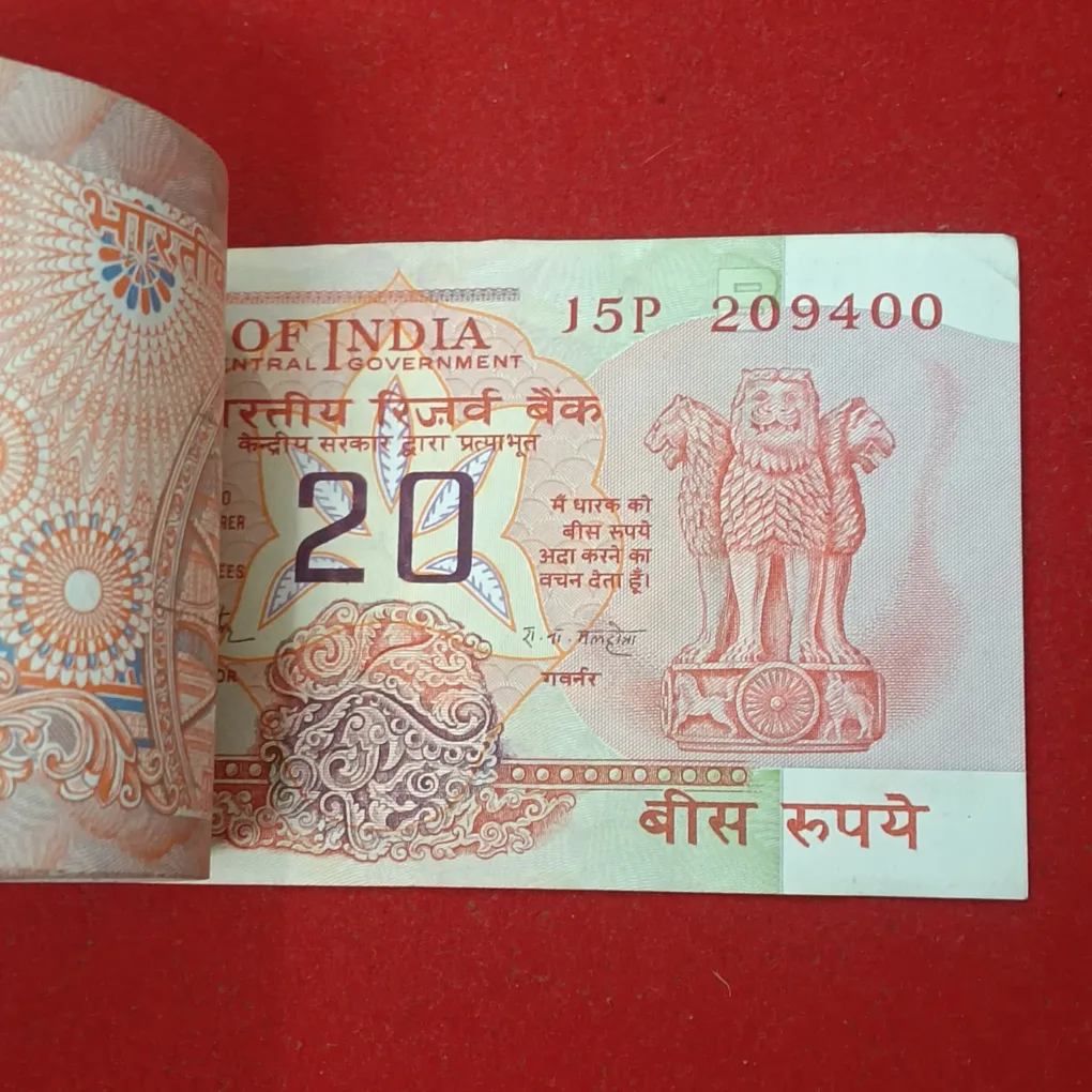 Rare 20 Rupees Chakra Full Serial Bundle Governor RN Malhotra Unc Condition Reserve Bank of India 209301