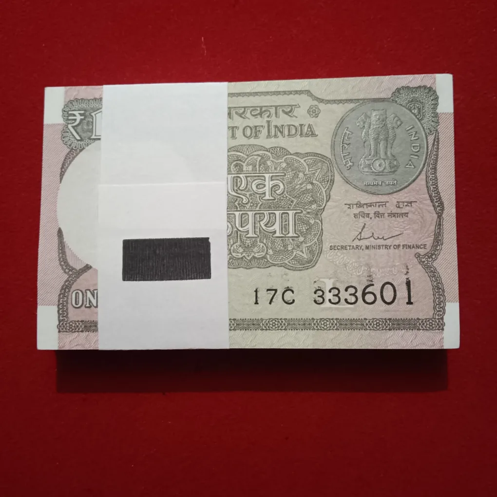 One Rs Rare Full Serial Semi Fancy Number Bundle Finance Minister Shakti kant Das Revsere 786 Year 2017 Reserve Bank of India 333601