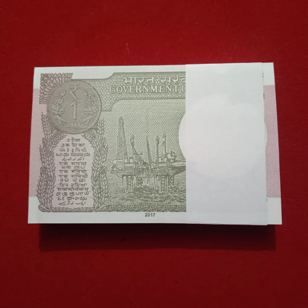One Rs Rare Full Serial Semi Fancy Number Bundle Finance Minister Shakti kant Das Revsere 786 Year 2017 Reserve Bank of India 333601