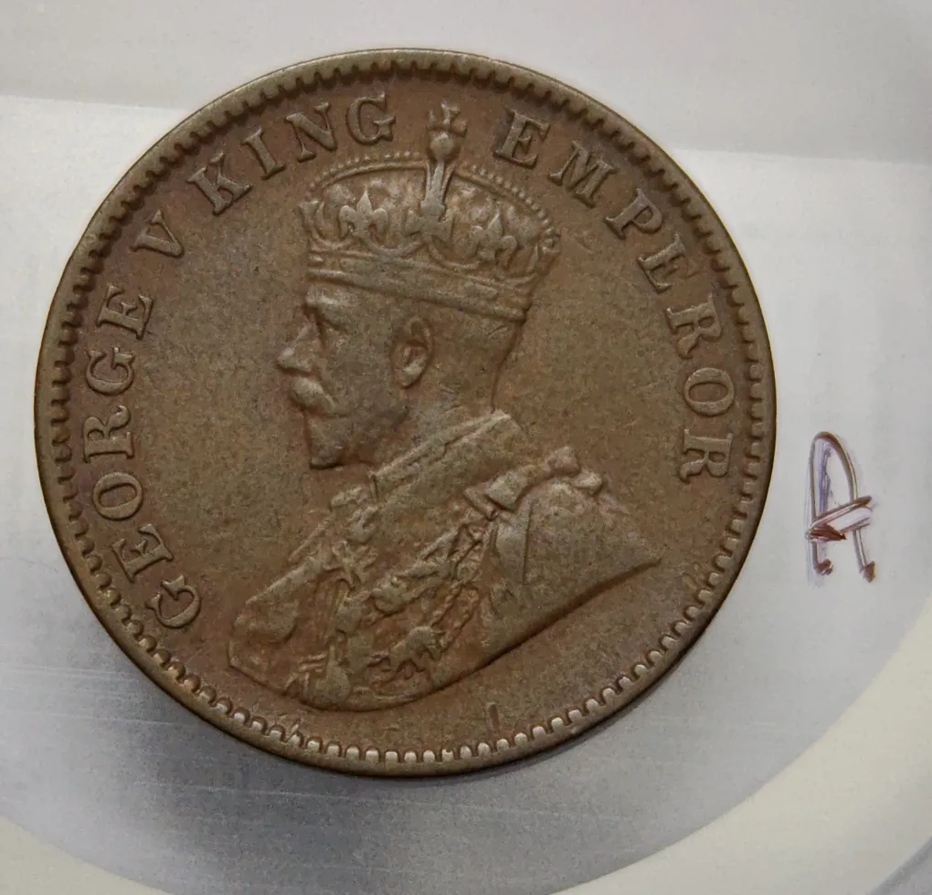British India George V One Quarter Anna 1929 Kolkata Copper Coin
