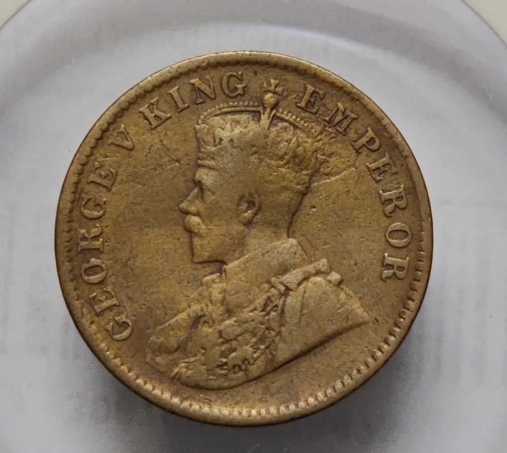 British India George V One Quarter Anna 1929 Kolkata Copper Coin