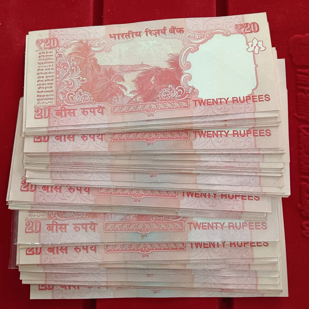 Rare Twenty Ruppes Old Semi Fancy Doubling Number Notes 50 Pcs Given Gem Unc Condition Reserve Bank of India