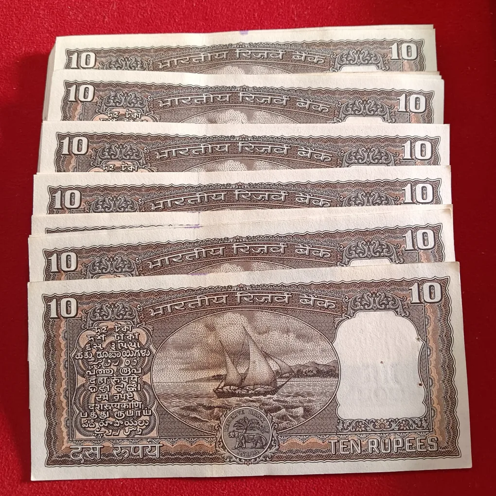 Ten Rs Rare Black Boat Bundle 98 Notes Serial Gem Unc Condition Governor RN Malhotra Reserve Bank of India 069802