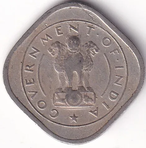 Bombay Mint 1954 Nickel Half Anna Bull Coin