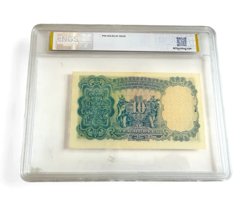 Rs 10 India Banknote King George V Top Quality Graded 64 Signed By JW Kelly Unique and Rare