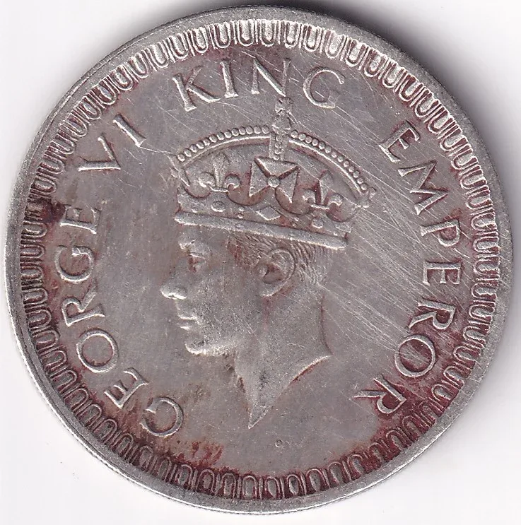 1942 British India One Rupee George VI Silver Coin