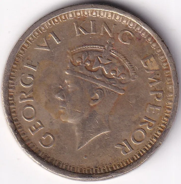 Bombay Mint 1945 British India One Rupee George VI Silver Coin