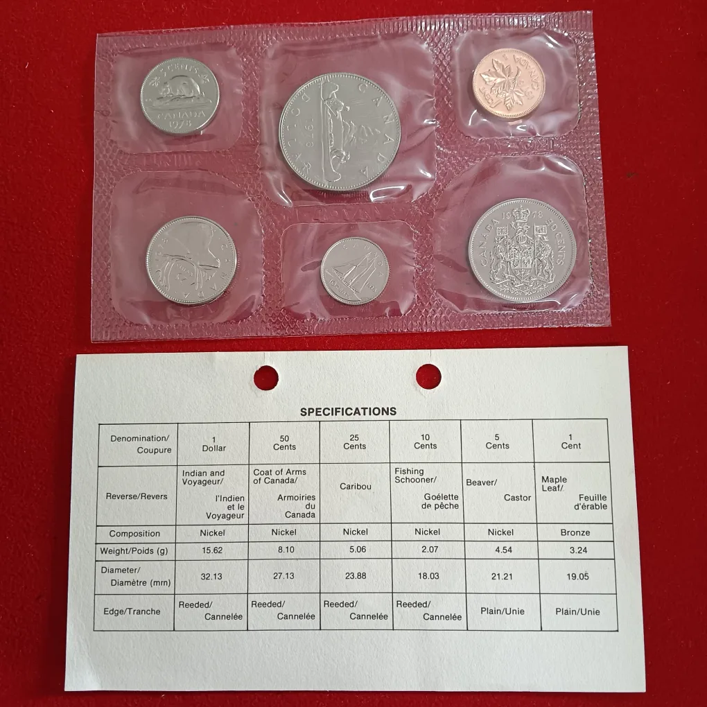 Rare Royal Canadian Mint Uncirculated Proof Coin Set 1978 Year Issued By Canada Mint