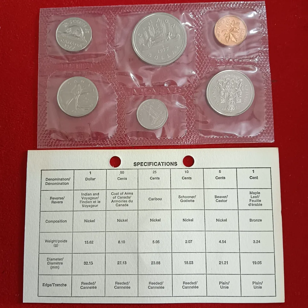 Rare Royal Canadian Mint Uncirculated Proof Coin Set 1977 Year Issued By Canada Mint
