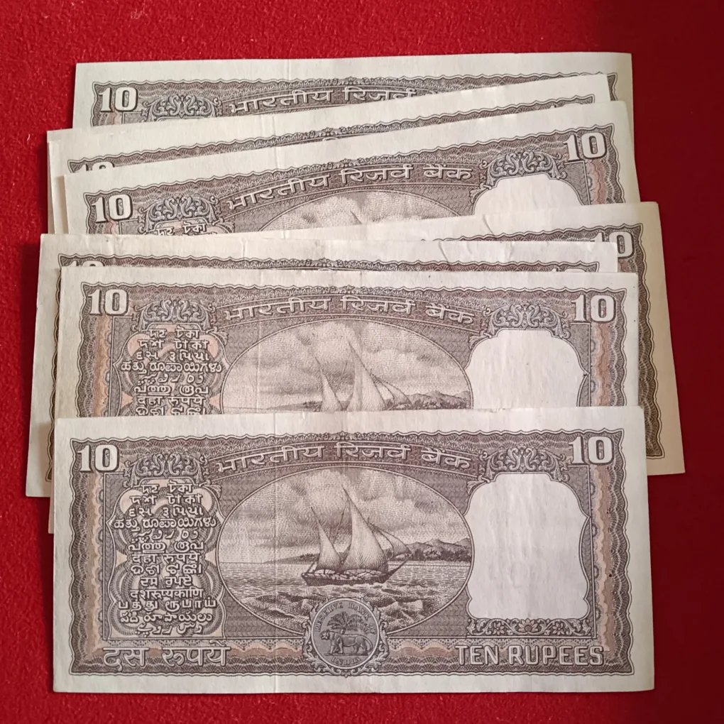 Ten Rs Rare Notes Black Boat Governor KR Puri 10 Pcs Given Unc Condition Reserve Bank of India