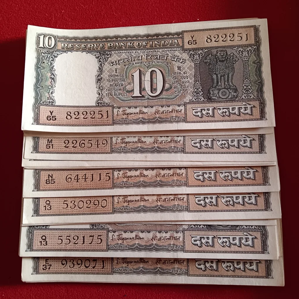 Ex Rare Ten Rs Black Boat Notes 65 Pcs Given Governor S.Jaganthahan Gem Unc Condition Reserve Bank of India