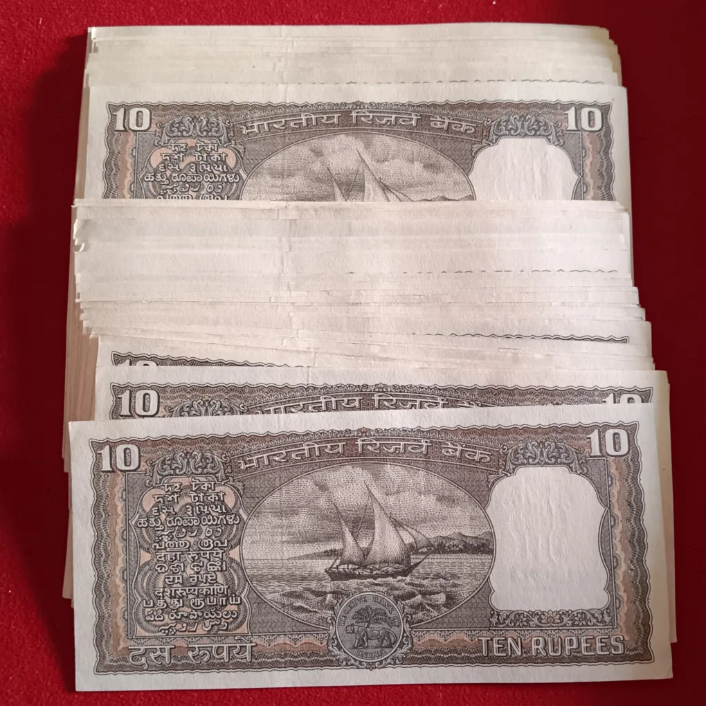 Ex Rare Ten Rs Black Boat Notes 65 Pcs Given Governor S.Jaganthahan Gem Unc Condition Reserve Bank of India