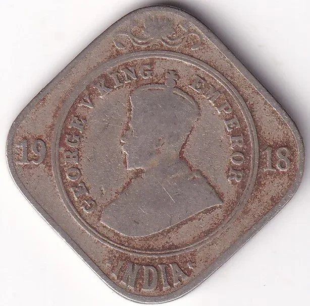 2 Annas 1918 George V Copper Nickel Coin