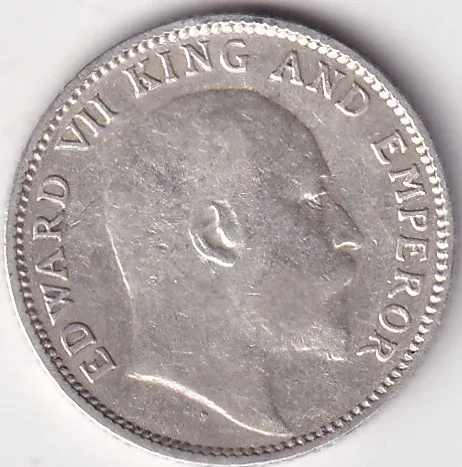 1906 King Edward Rare Silver 1/4 Rupee British India Coin