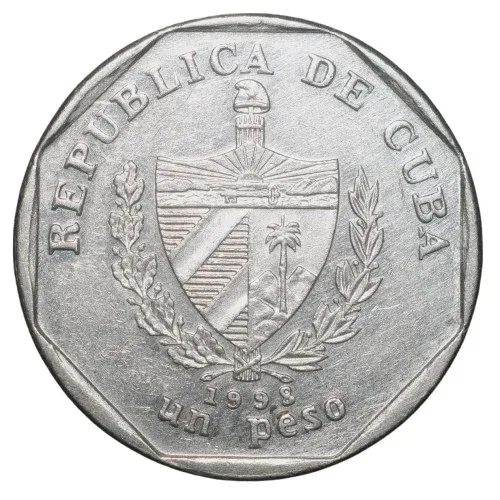 Nickel-Plated Steel 1 Peso of Cuba (AD 1998) with View of Guamá ville Rare