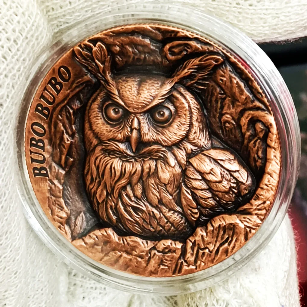 Ex Rare 25 Cents SAMOA The Eurasian Eagle Owl Tree Hollow BUBO BUBO Proof Coin Year 2024 Issue By Scotland Mint