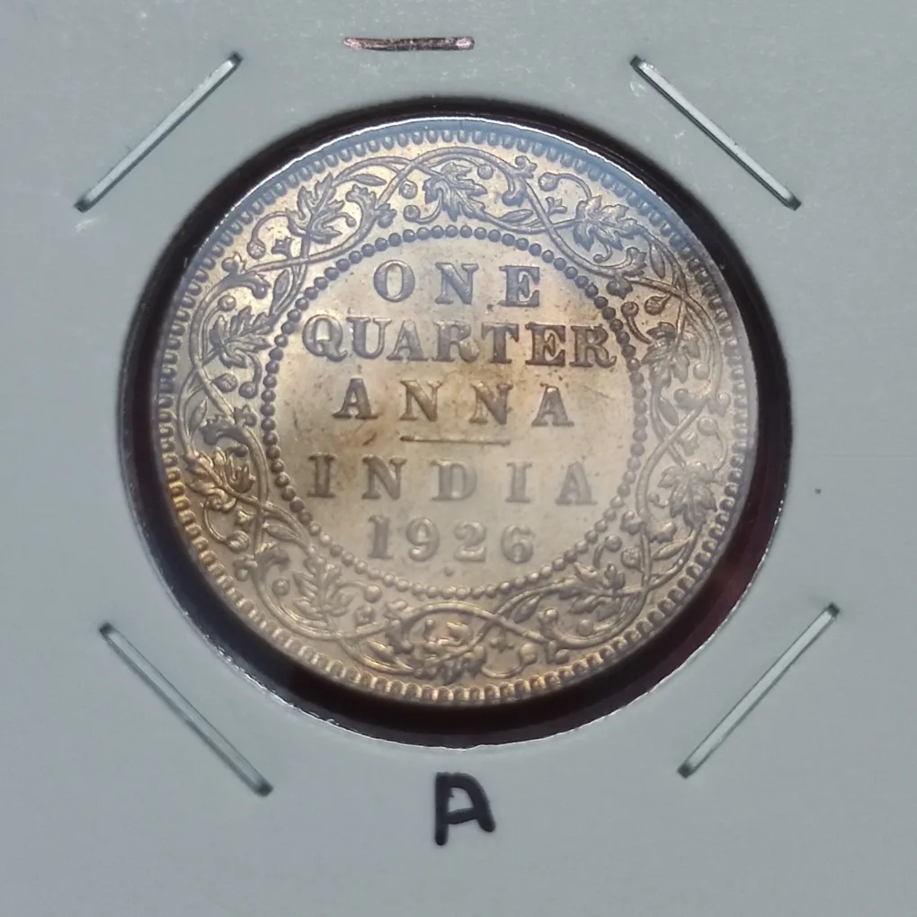 ONE QUARTER ANNA GEORGE V 1926 BOMBAY MINT