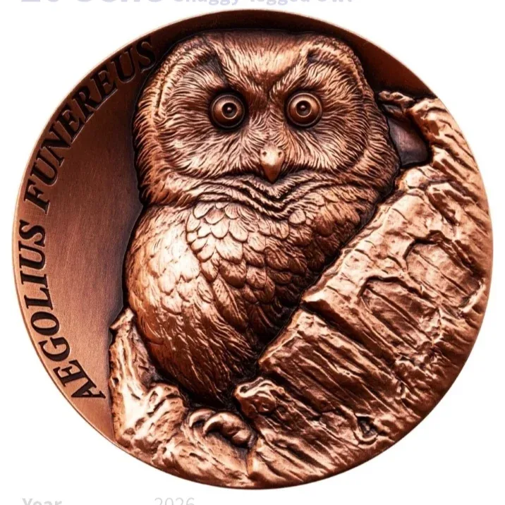 Ex Rare 25 Cents SAMOA The Tree Hollow Aegolius Funereus Proof Coin Year 2026 Issue By Scotland Mint
