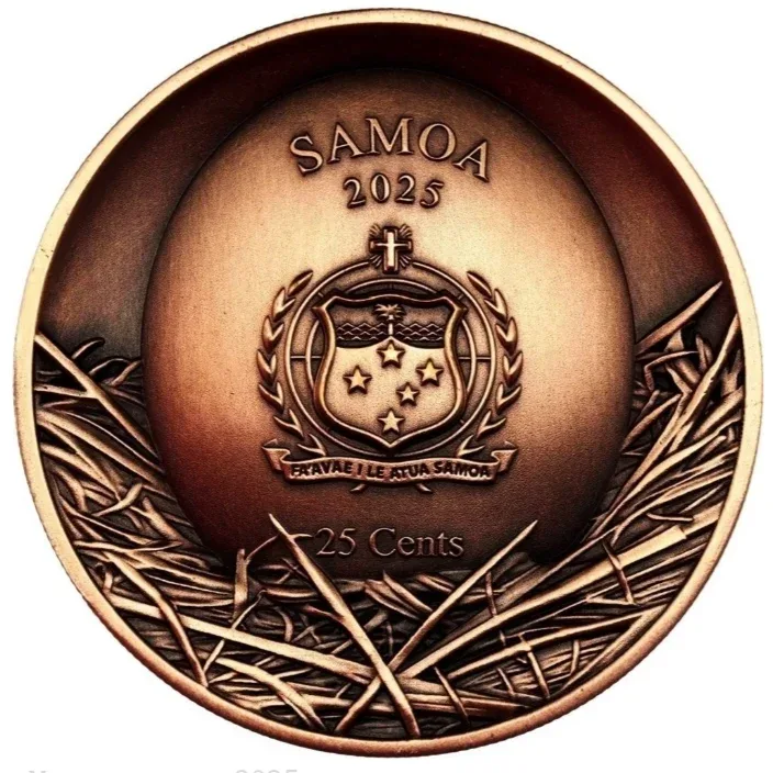 Ex Rare 25 Cents SAMOA The Tree Hollow Asio Flammeus Copper Proof Coin  Antique Finish Year 2025 Issue By Scotland Mint