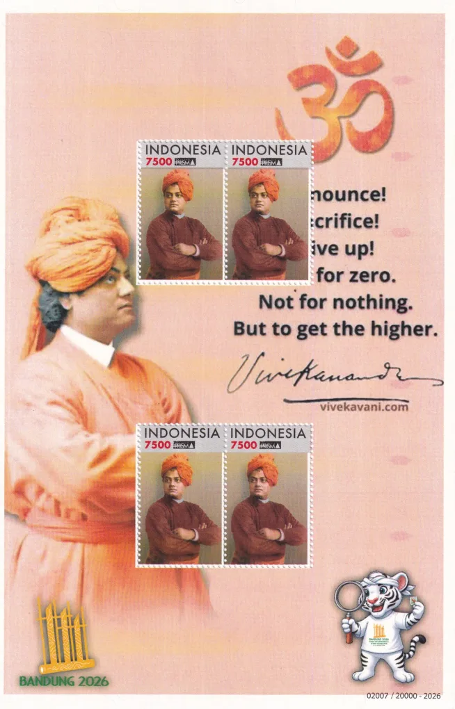 BANDUNG 2026 INDONESIA INDIAN "SWAMI VIVEKANANDA" LATEST SPECIAL ISSUE GEM UNC 7500 X 4 STAMP SET