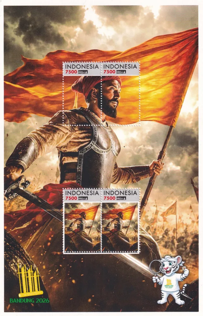 BANDUNG 2026 INDONESIA INDIAN "CHHATRAPATI SHIVAJI MAHARAJ" LATEST SPECIAL ISSUE GEM UNC 7500 X 4 STAMP SET