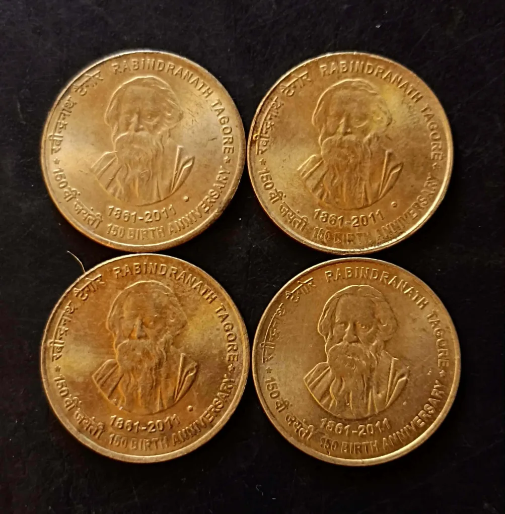 Republic India  Denominaton 5 ₹ Backside of 150 birth anniversary ravindranath Tagore Same and similar piece available