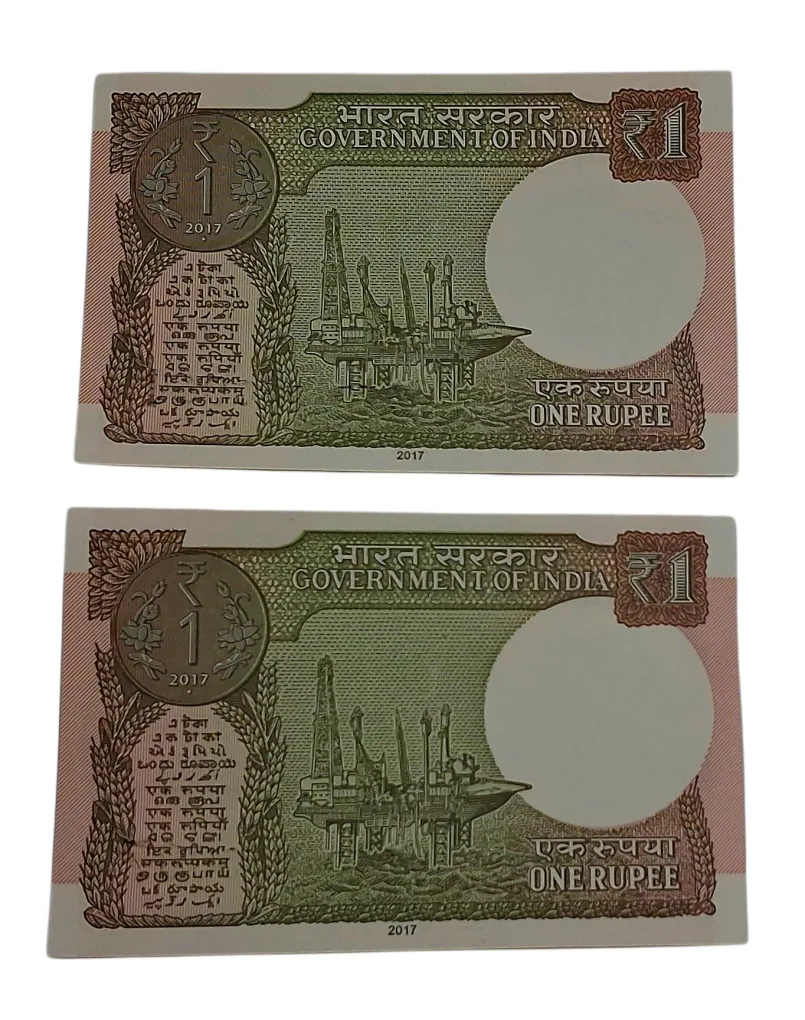 One Rupee New Year 2017 Sign SHAKTIKANTA DAS Telescopic Issue SEMI-FANCY "786" Combinations Serial Numbers Pair 2 Notes are in Crisp UNC Conditions.