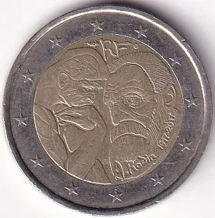 France 2 Euros 2017 Auguste Rodin Bi metallic Coin