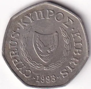 Cyprus 50 cents 1993 Copper Nickel Coin