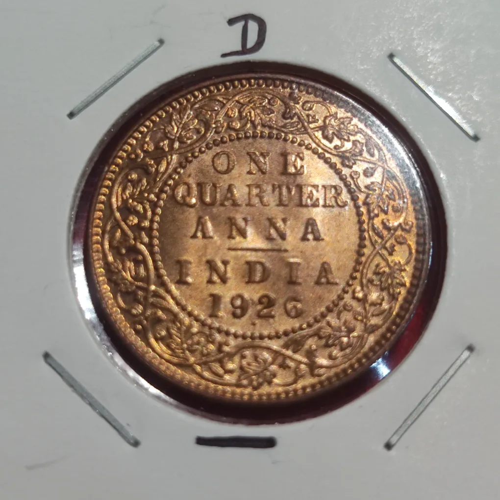 ONE QUARTER ANNA GEORGE V 1926 BOMBAY