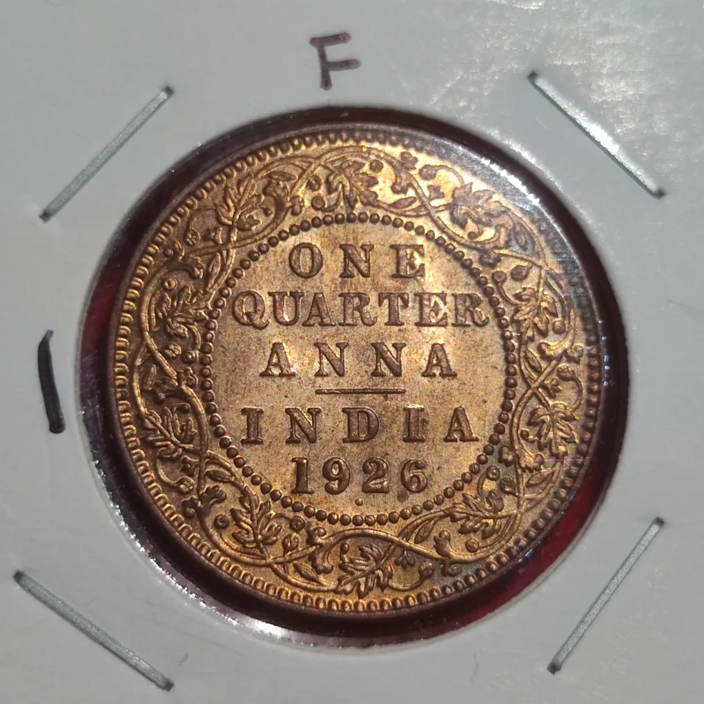 ONE QUARTER ANNA GEORGE V 1926 BOMBAY GEM UNC CONDITION