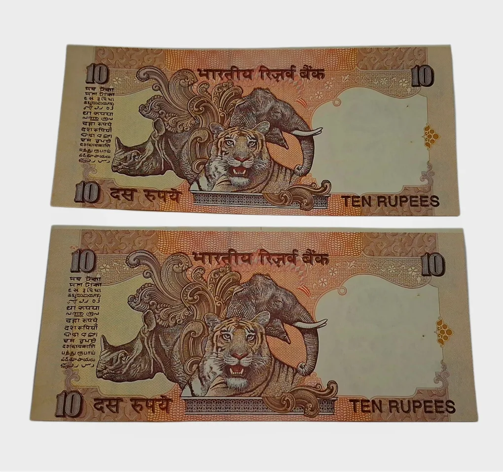10 Rupees Sign BIMAL JALAN with SHIFTING & WHITE LINE Errors Serially 2 Notes are in Crisp UNC Conditions.