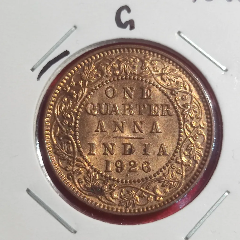 ONE QUARTER ANNA GEORGE V 1926 BOMBAY