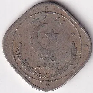 Two Annas 1948 Pakistan Copper Nickel Coin