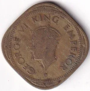 Bombay Mint 1945 Two Annas British India Nickel Brass Coin Rare
