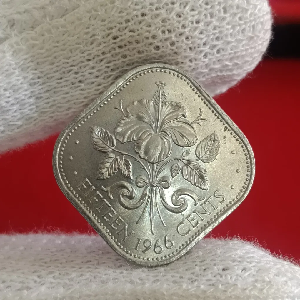 Rare Elizabeth II Bahama Islands fifteen Cents 1966 Year Proof Coin F3