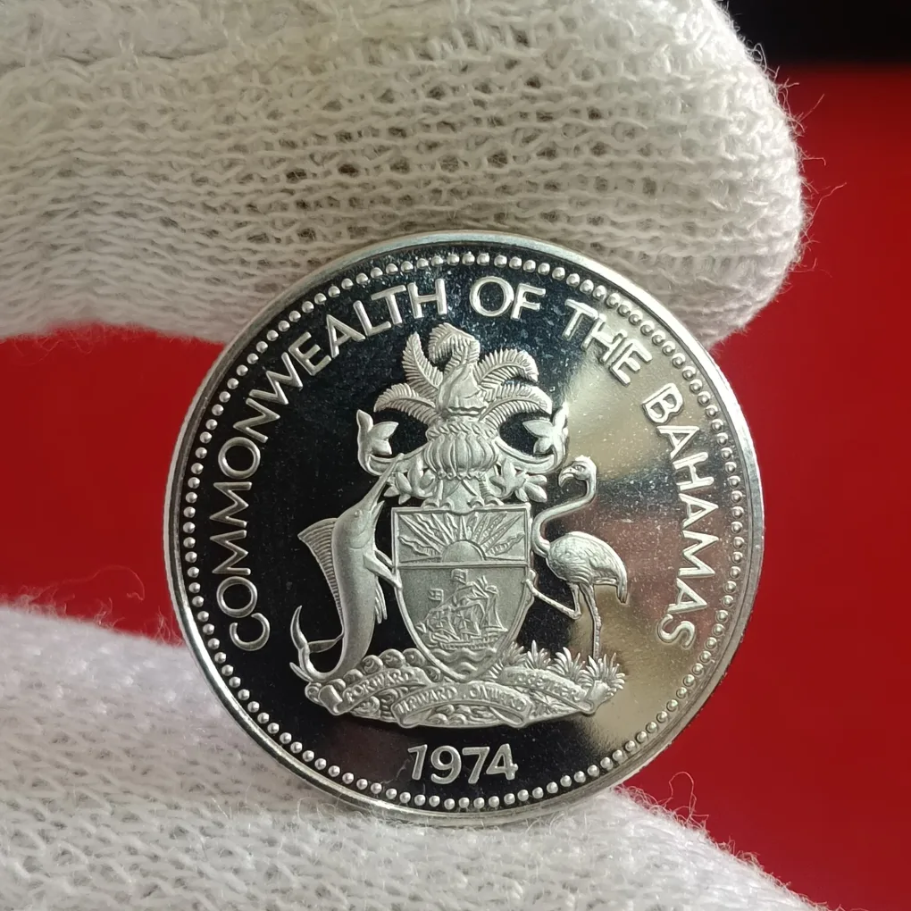 Rare Twenty Five Cents Proof Coin Commonwealth of The Bahamas Year 1974 Issued By BAHAMAS Island F12