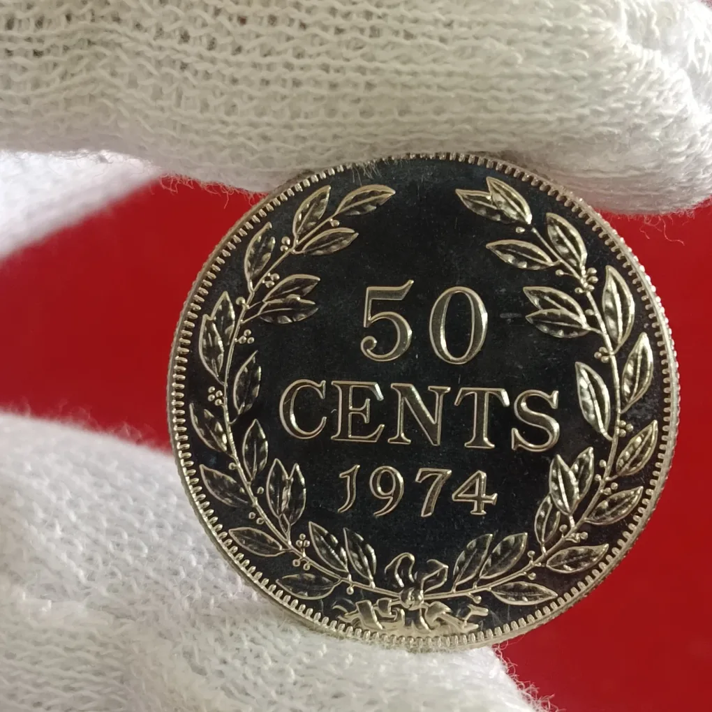 Rare Fifty Cents 1974 Year Proof Coin issued Republic of LIBERIA F16