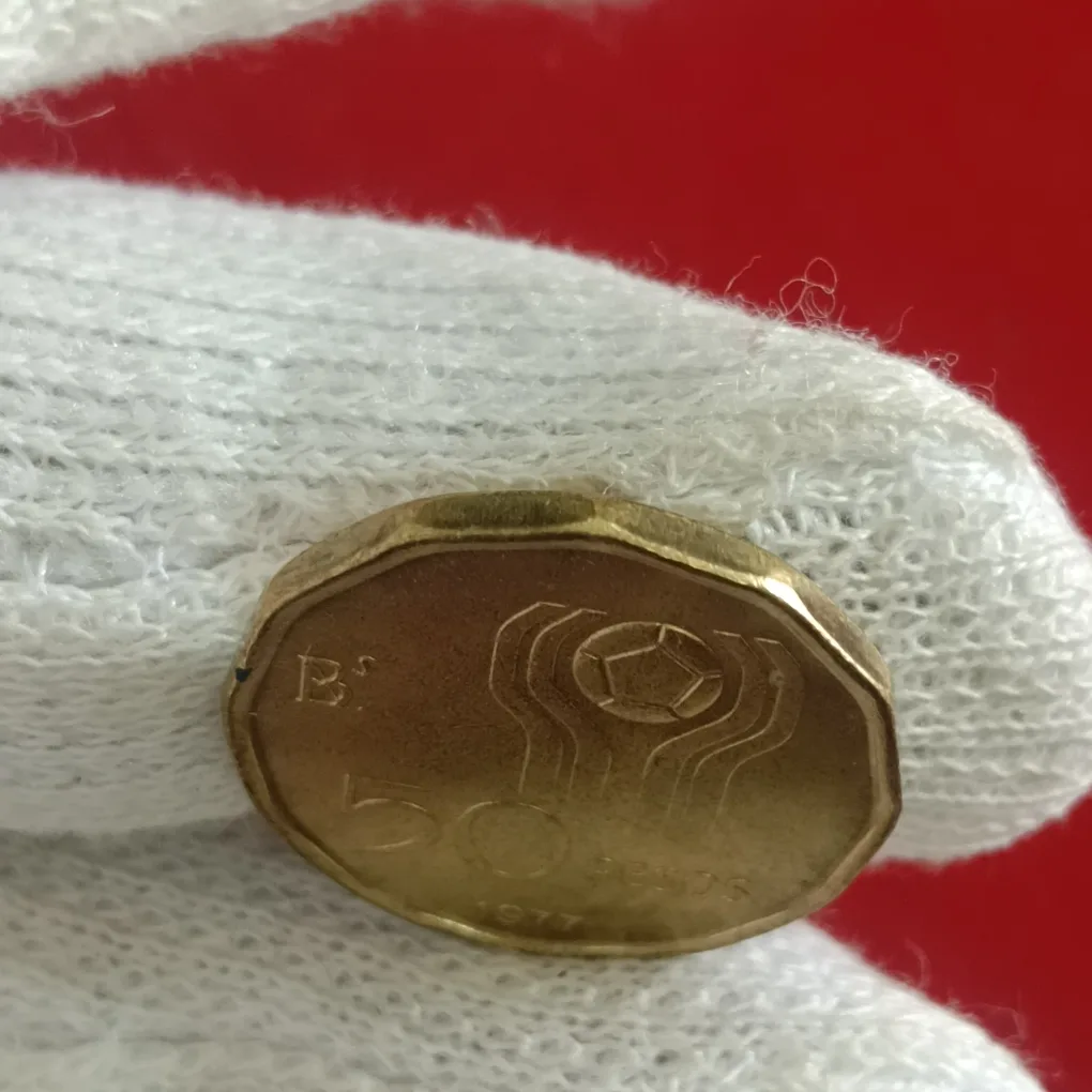 Rare 50 Pesos Argentina 78 Fifa World Cup Soccer Proof Coin 1977 Year Issued By Argentina F18
