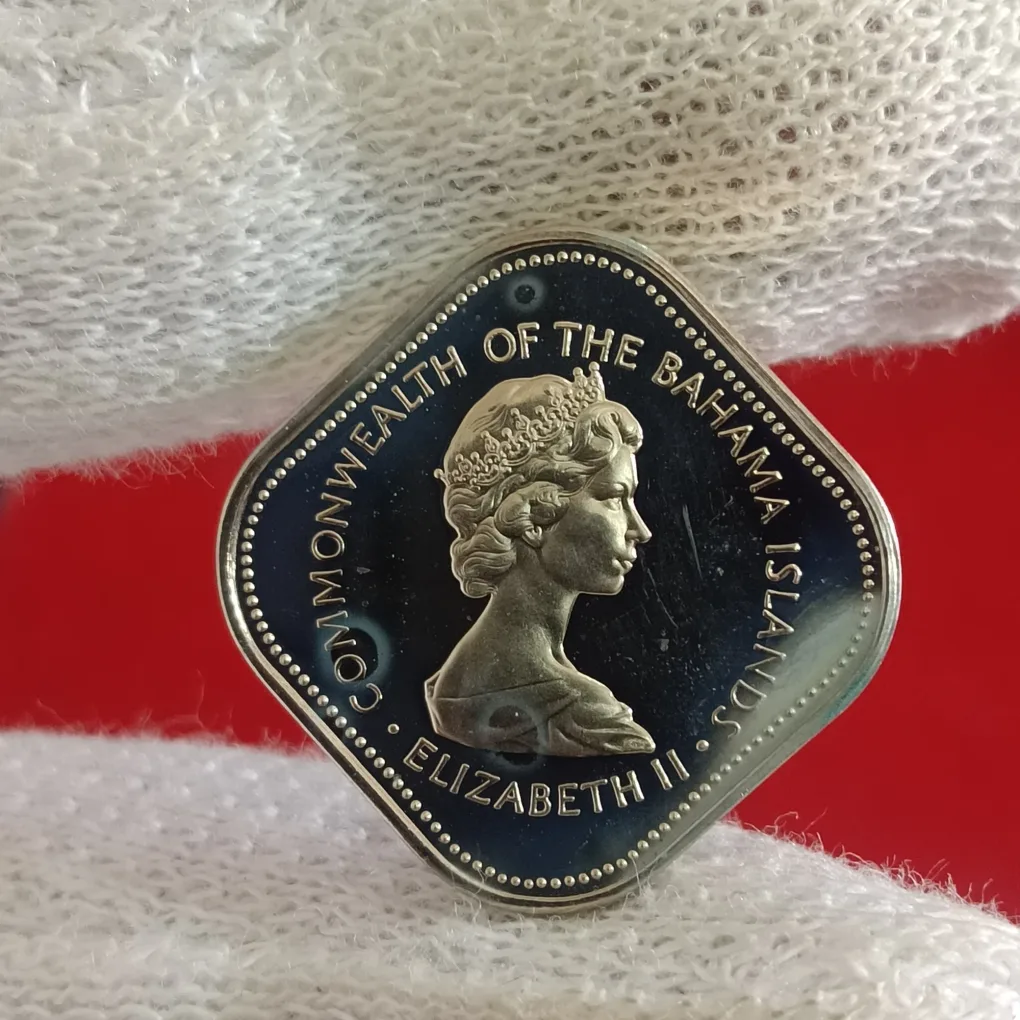 Rare Elizabeth II Fifteen Cents 1972  Commonwealth of The Bahama Islands Proof Coin Issued by Bahamas F21