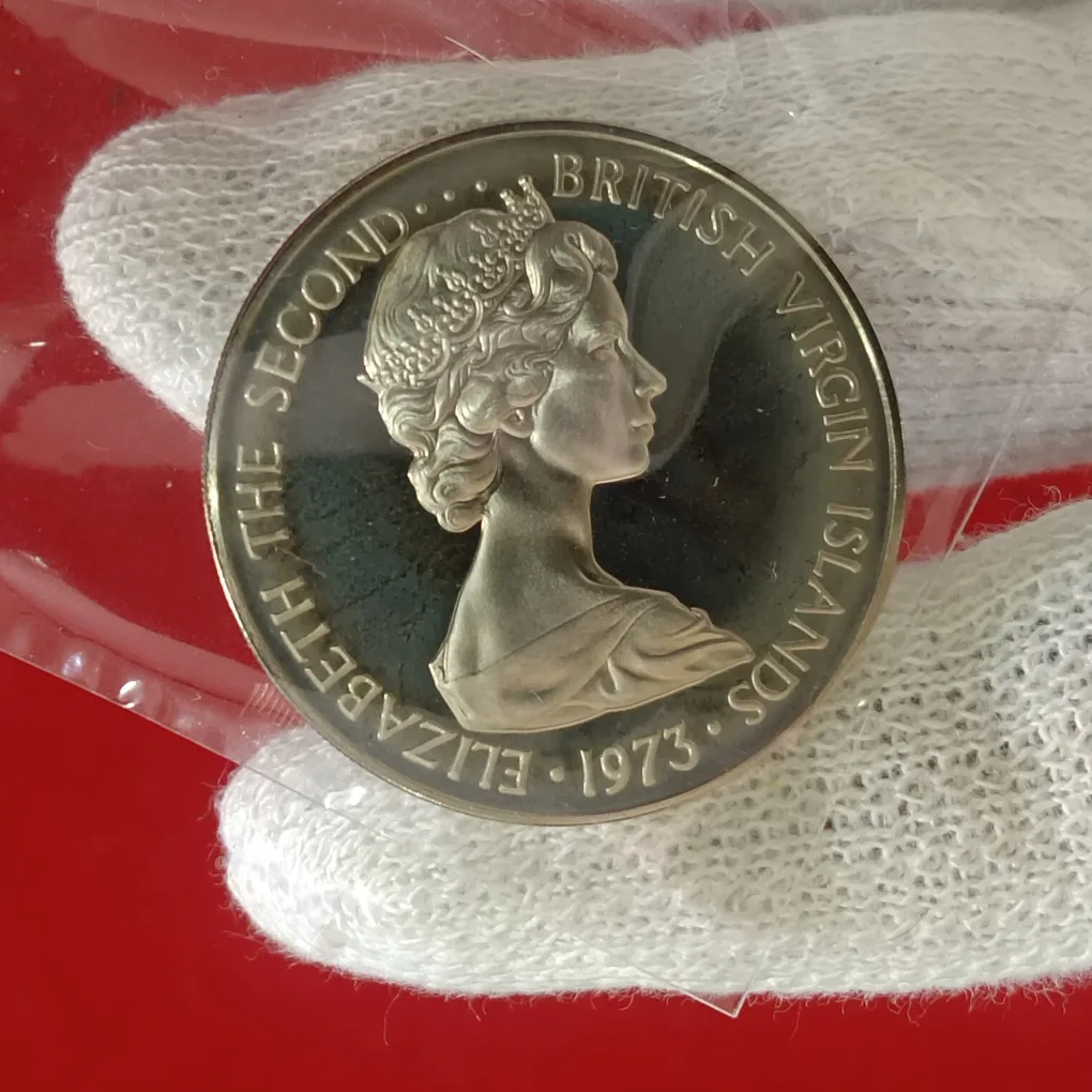 Rare Queen Elizabeth Second British Viirgin Islands 50 Cents Proof Coin 1973 Year F24