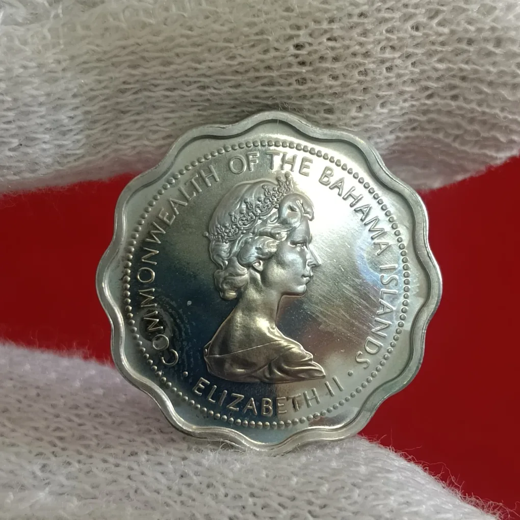 Rare Elizabeth II Bahama Islands Ten Cents Whale Year 1972 Proof Coin Issue by Bahama F27