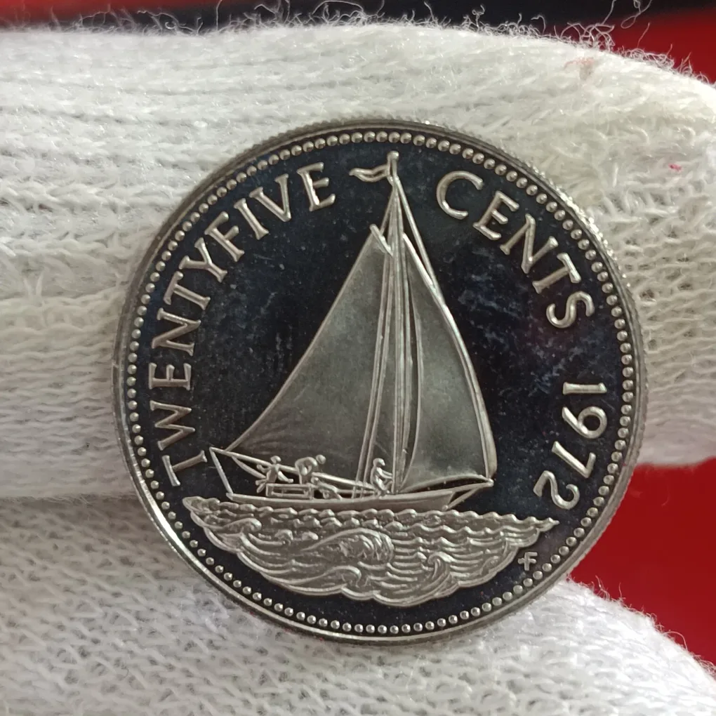 Rare Twenty Five Cents Proof Coin Commonwealth of The Bahamas Year 1972 Issued By BAHAMAS Island F31