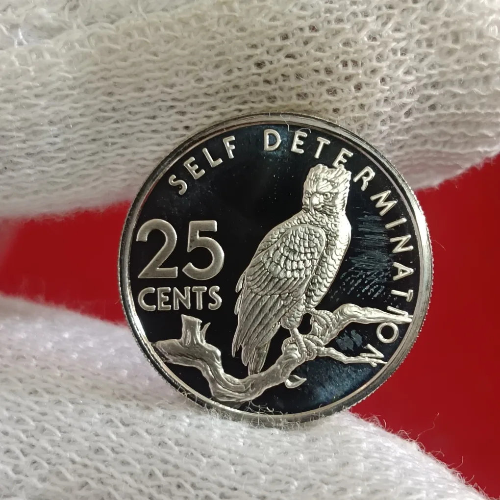 Rare 25 Cents Self Determination 1976 Year Bank of Guyana Proof Coin Issued by Guyana F32