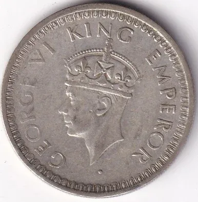 Lahore Mint 1944 Silver Half Rupee King George VI British India Coin
