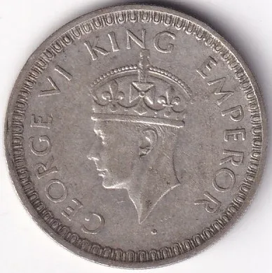 Lahore Mint 1945 Silver Half Rupee King George VI British India Coin