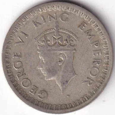 Bombay Mint 1945 Silver Half Rupee King George VI British India Coin