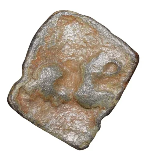 Lead Coin of Satavahan Dynasty(1st Cen. BC) from Nevesa Region with Galloping Lion Right/Tree in Railing Rare
