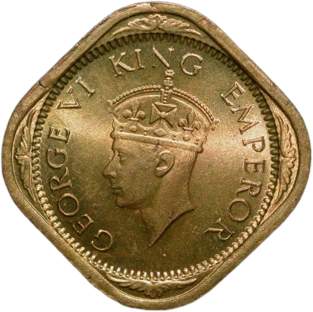 Nickel-Brass 1/2 Anna of George VI (AD 1942) of Bombay Mint in UNC Grade Rare