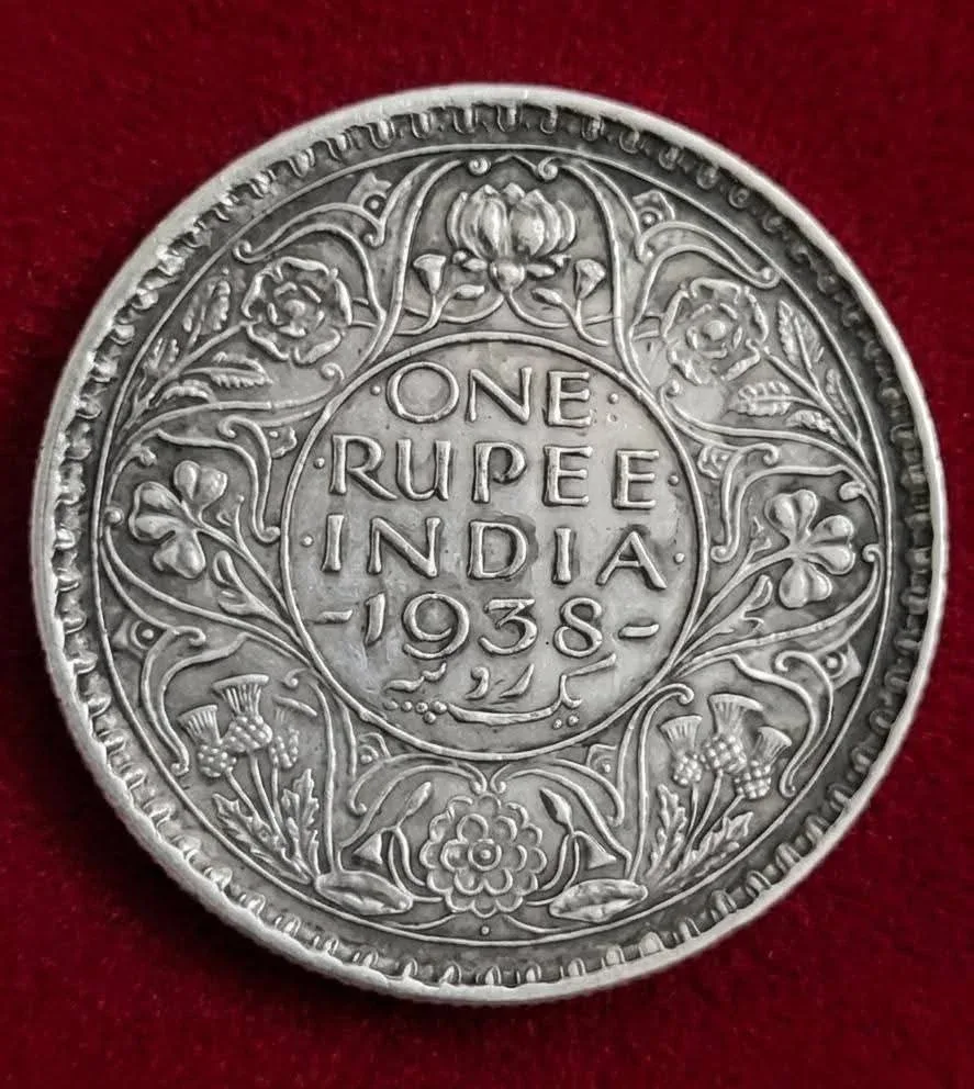 Extremely Rare George Vi One Rupee Silver Coin Year 1938 Good Condition Bombay Mint British of India